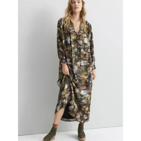 Anthropologie • Blair Metallic Shimmer Smocked Maxi Dress || Medium - Picture 1 of 7